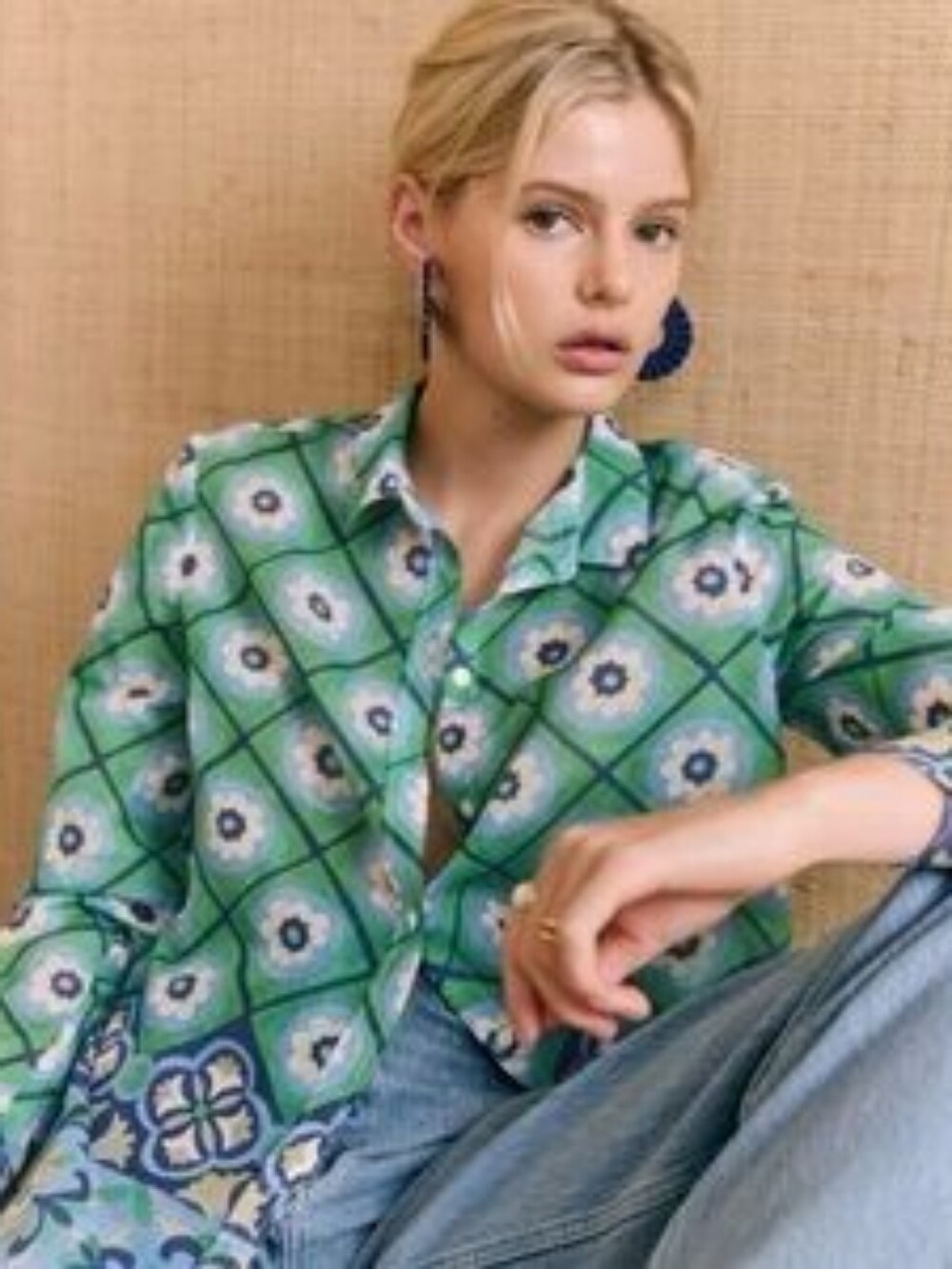 *NWT* [Sezane X Momoni] Pierror Shirt In Rimini, Size 38/6, Silk, Organic Cotton